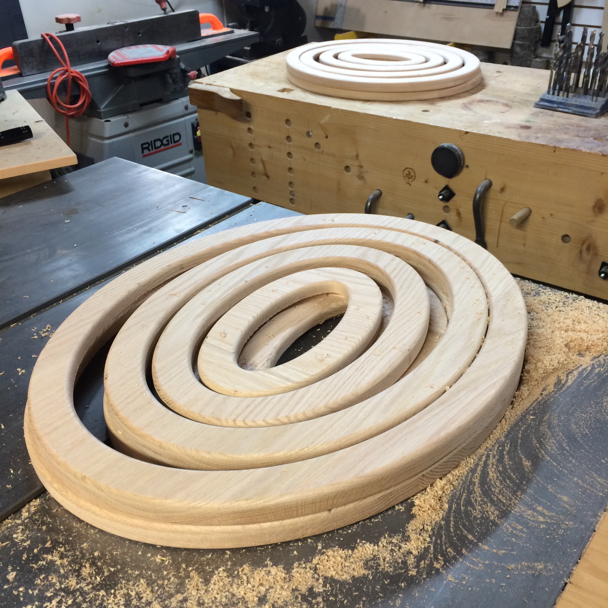 Oval Stained Glass Frames Tree on a Hill